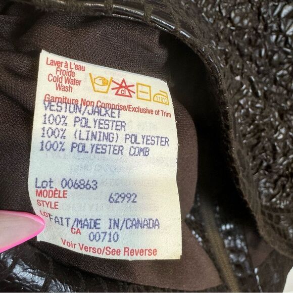 Joseph Ribkoff Brown Faux Leather Blazer Structured Jacket - Picture 7 of 7